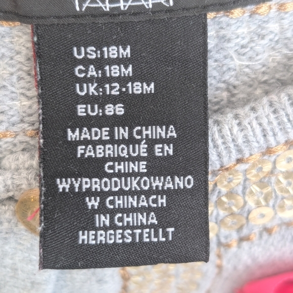 Tahari Button Up Cardigan Sweater in grey and pink size 18 months - Picture 12 of 13